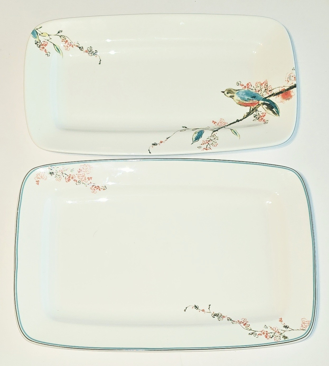 Simply Fine LENOX Chirp Bird Floral Porcelain Platter Set of 2 MW/DS Safe Simply Fine LENOX Chirp Bird Floral Porcelain Platter Set of 2 MW/DS Safe