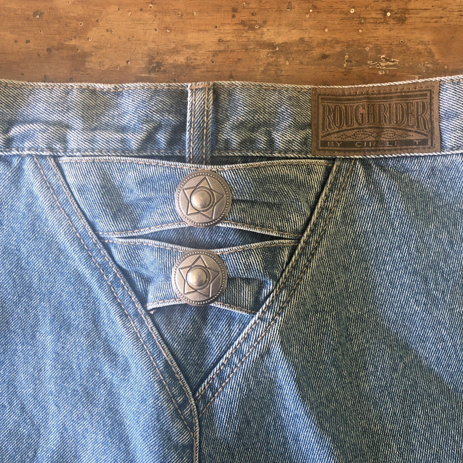 Roughrider By Circle T Jeans Womens Size 11 x 36 Bareback Star Conchos High Rise
