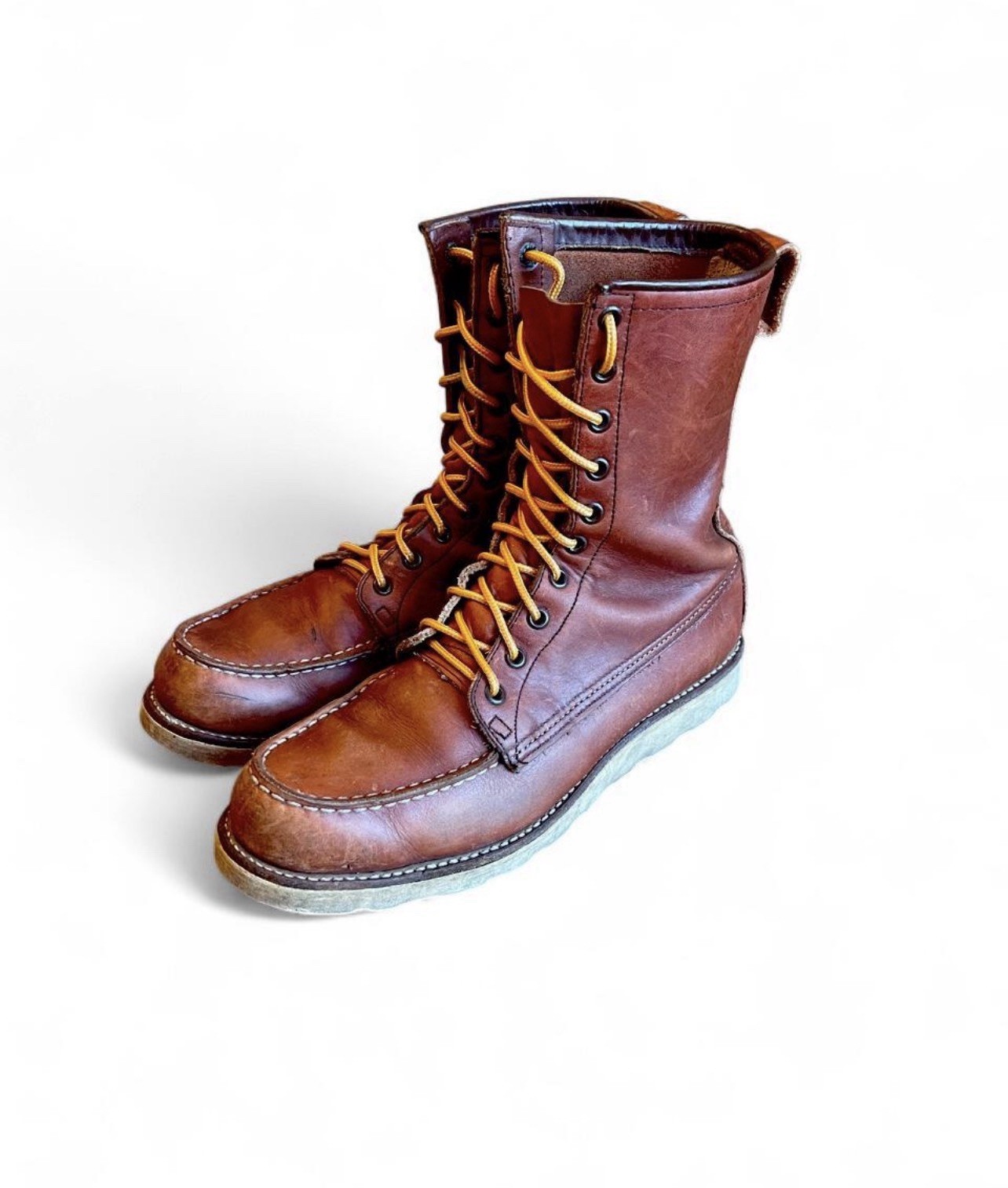 VTG 1984 Red Wing 877 Irish Setter Oro-Russet Leather Boots Mens 9.5A Moc Toe 8”