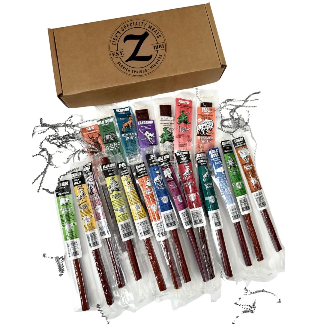 Buffalo Bob's Exotic Jerky Gift Box  Staff Favorite 20 Piece Assortment Allig...