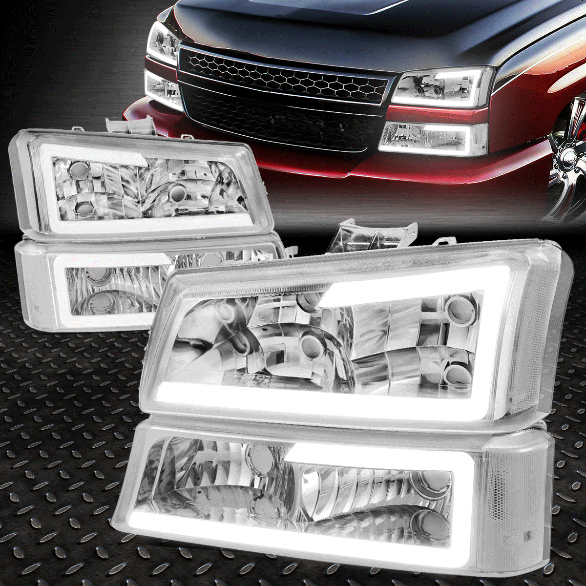FOR 03-07 CHEVY SILVERADO AVALANCHE LED DRL HEADLIGHT BUMPER LAMPS CHROME/CLEAR FOR 03-07 CHEVY SILVERADO AVALANCHE LED DRL HEADLIGHT BUMPER LAMPS CHROME/CLEAR
