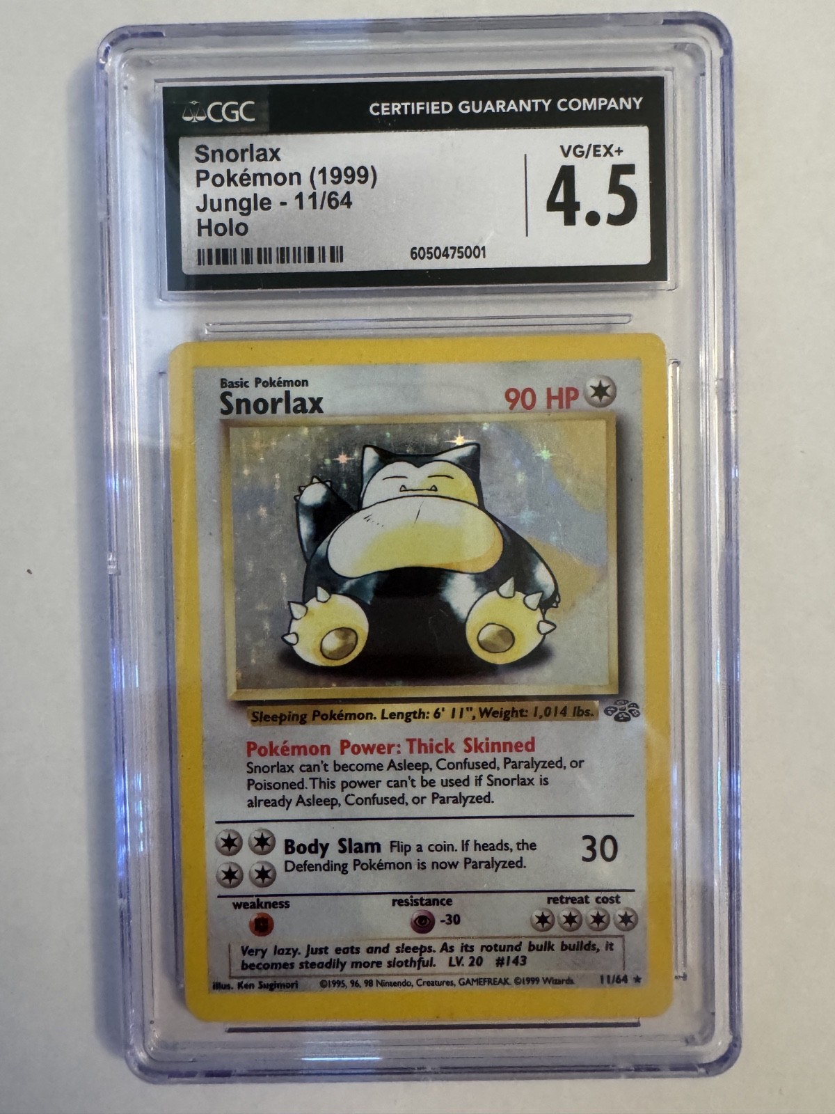 1999 POKEMON Snorlax Jungle HOLO CGC 4.5 VINTAGE 1999 POKEMON Snorlax Jungle HOLO CGC 4.5 VINTAGE