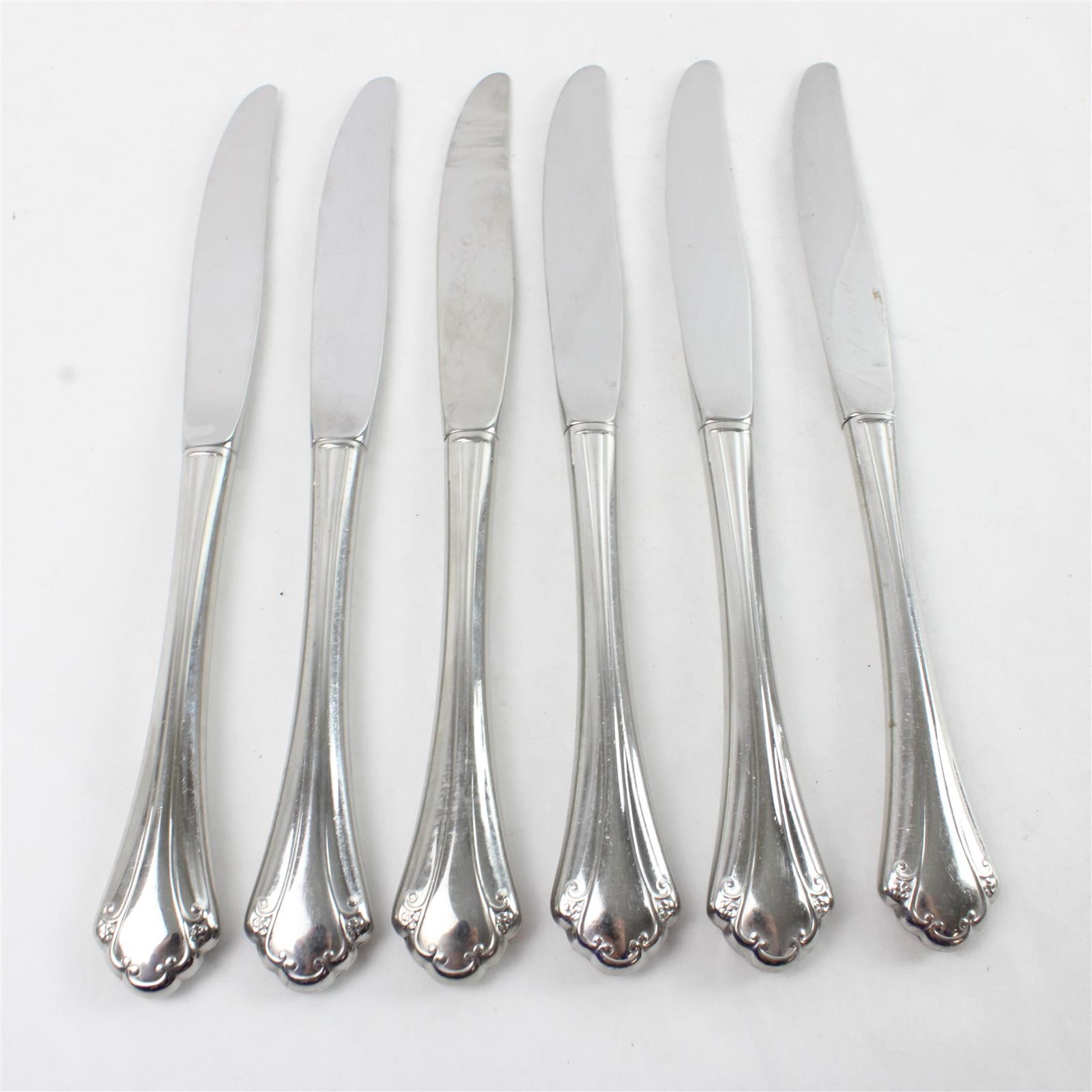 Set of 6 Oneida Repose Stainless Modern Hollow Handle Dinner Knives 9.25in Set of 6 Oneida Repose Stainless Modern Hollow Handle Dinner Knives 9.25in