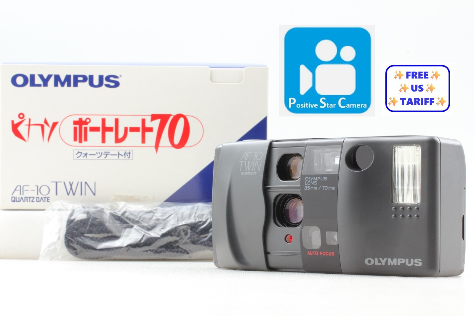 🎦👀✨Almost Unused✨ Olympus AF-10 TWIN Quartz Date Film Camera From JAPAN