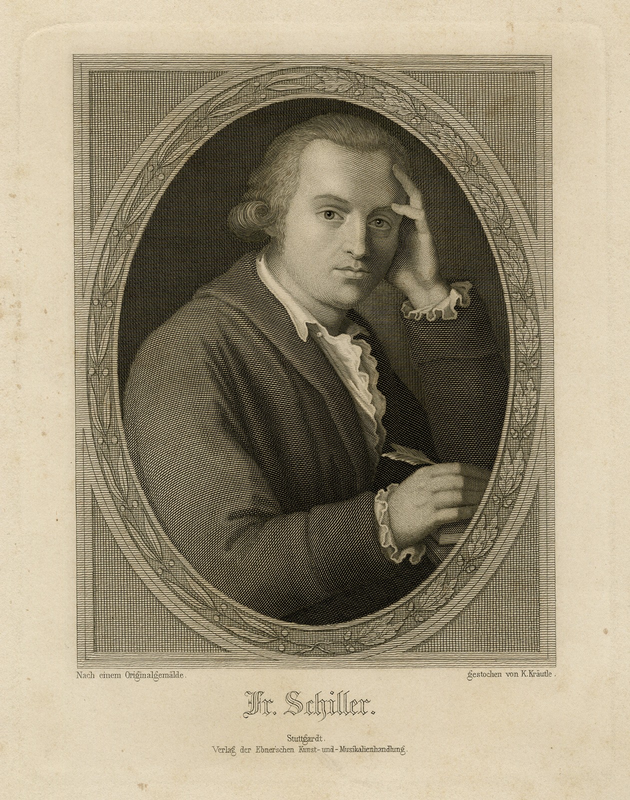 Antique Print-PORTRAIT-FRIEDRICH SCHILLER-POET-PHILOSOPHER-Krautle-ca. 1850