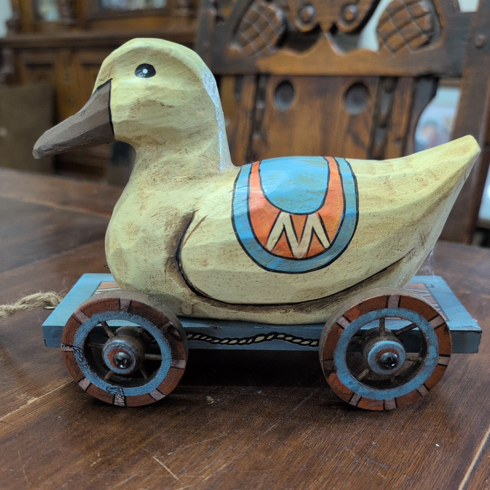 Wood Duck Pull Toy ABC Distributing On Wheels Collectible Wooden 7 Wood Duck Pull Toy ABC Distributing On Wheels Collectible Wooden 7