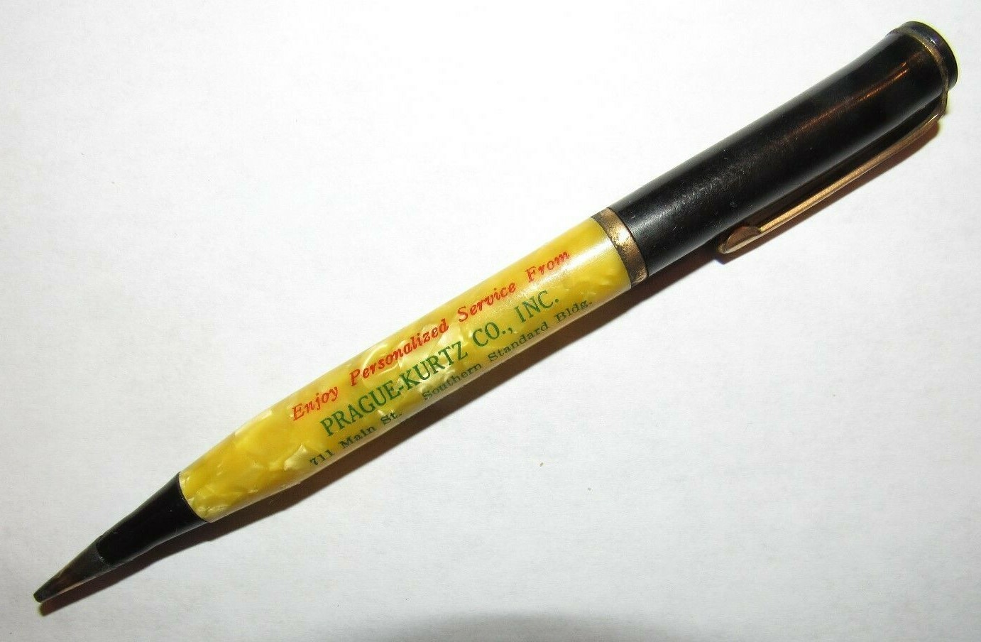 Vintage Prague-Kurtz Co. Inc. Houston, TX Mottled Mechanical Pencil - Texas Vintage Prague-Kurtz Co. Inc. Houston, TX Mottled Mechanical Pencil - Texas