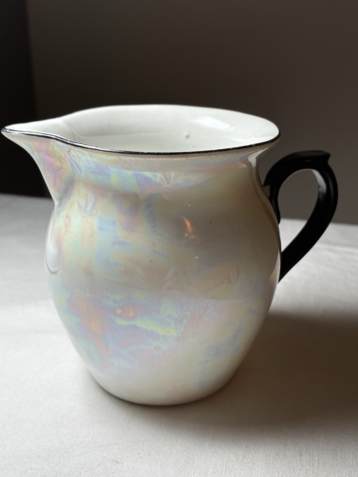 ⁠VTG RKG Czechoslovakia Lusterware Creamer Art Deco Iridescent Pitcher 1930’s