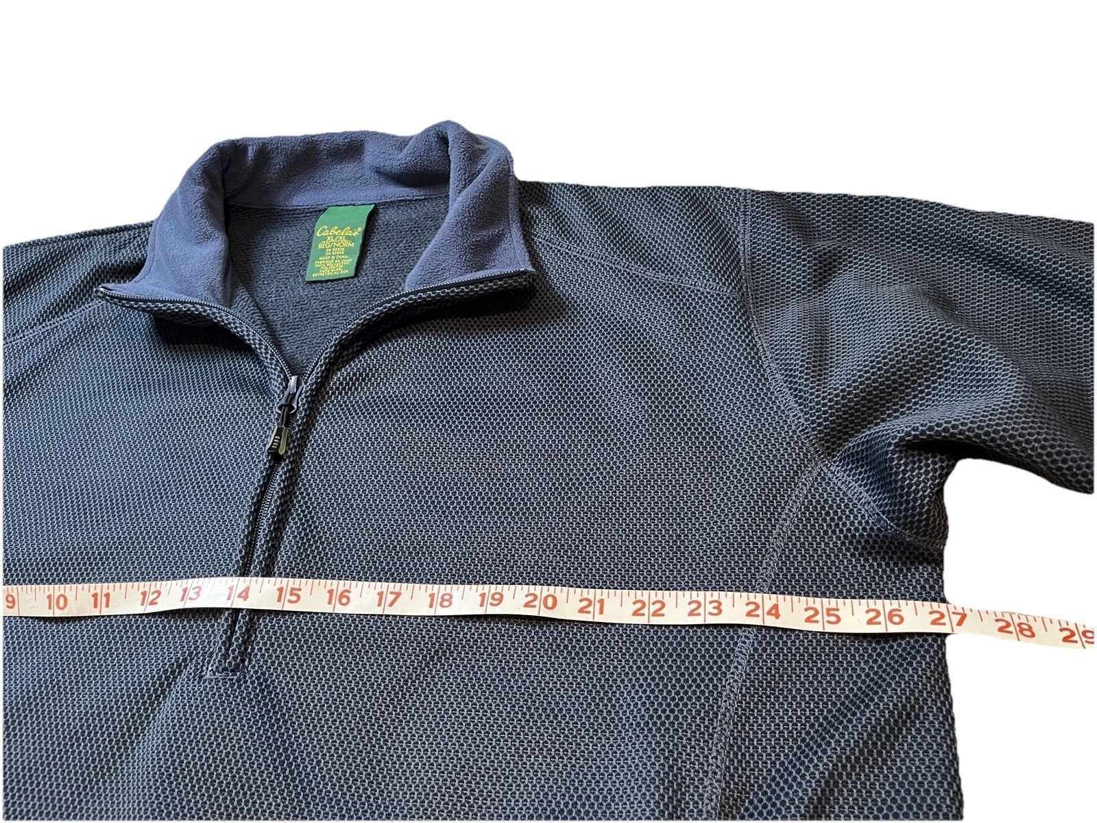 Cabelas XL Mens 1/4 Zip Pullover Fleece Lined Jacket Dark Blue Size XL Preppy