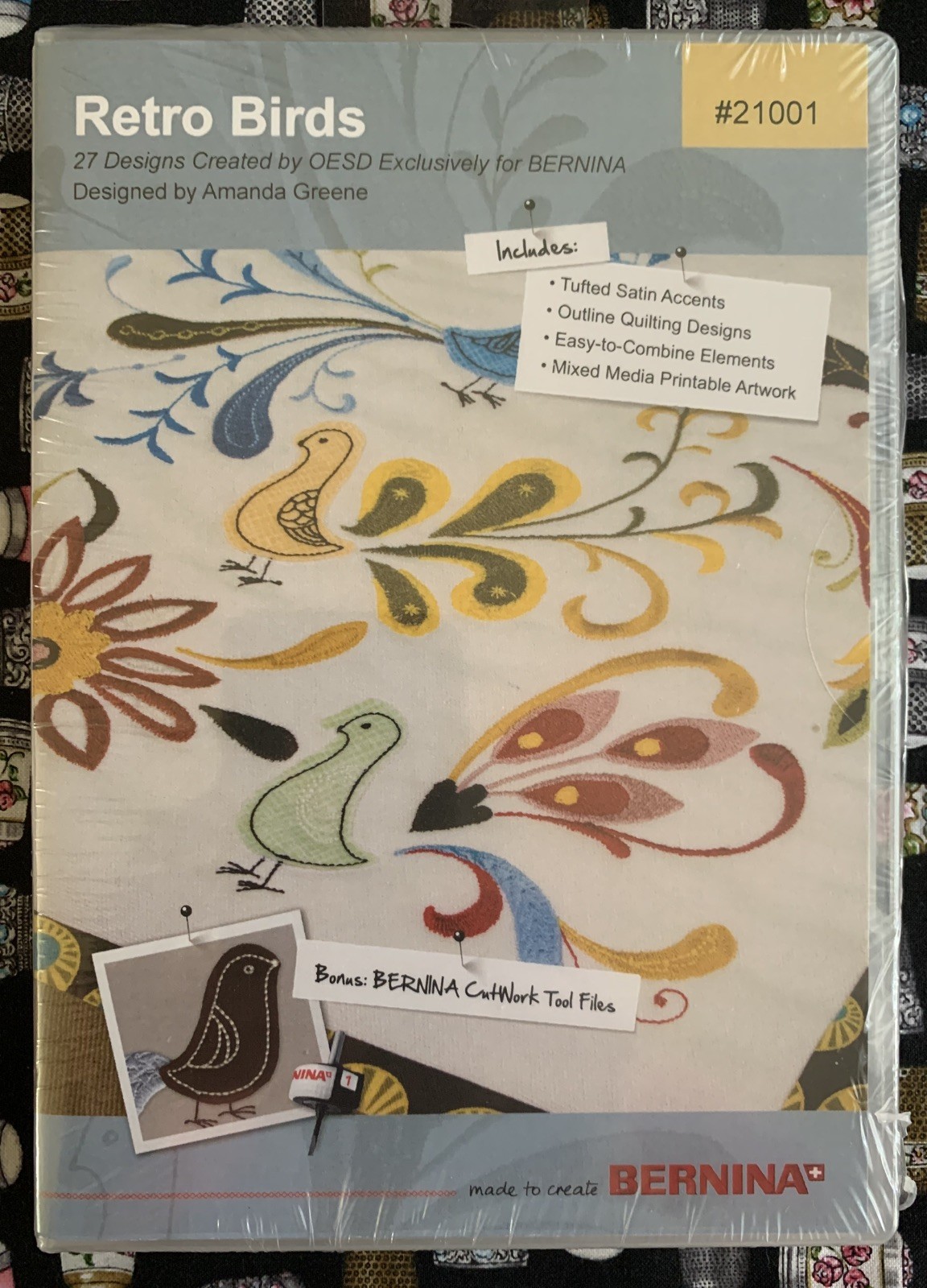 OESD for BERNINA sealed Embroidery CD “Retro Birds crafter’s collection #21001”