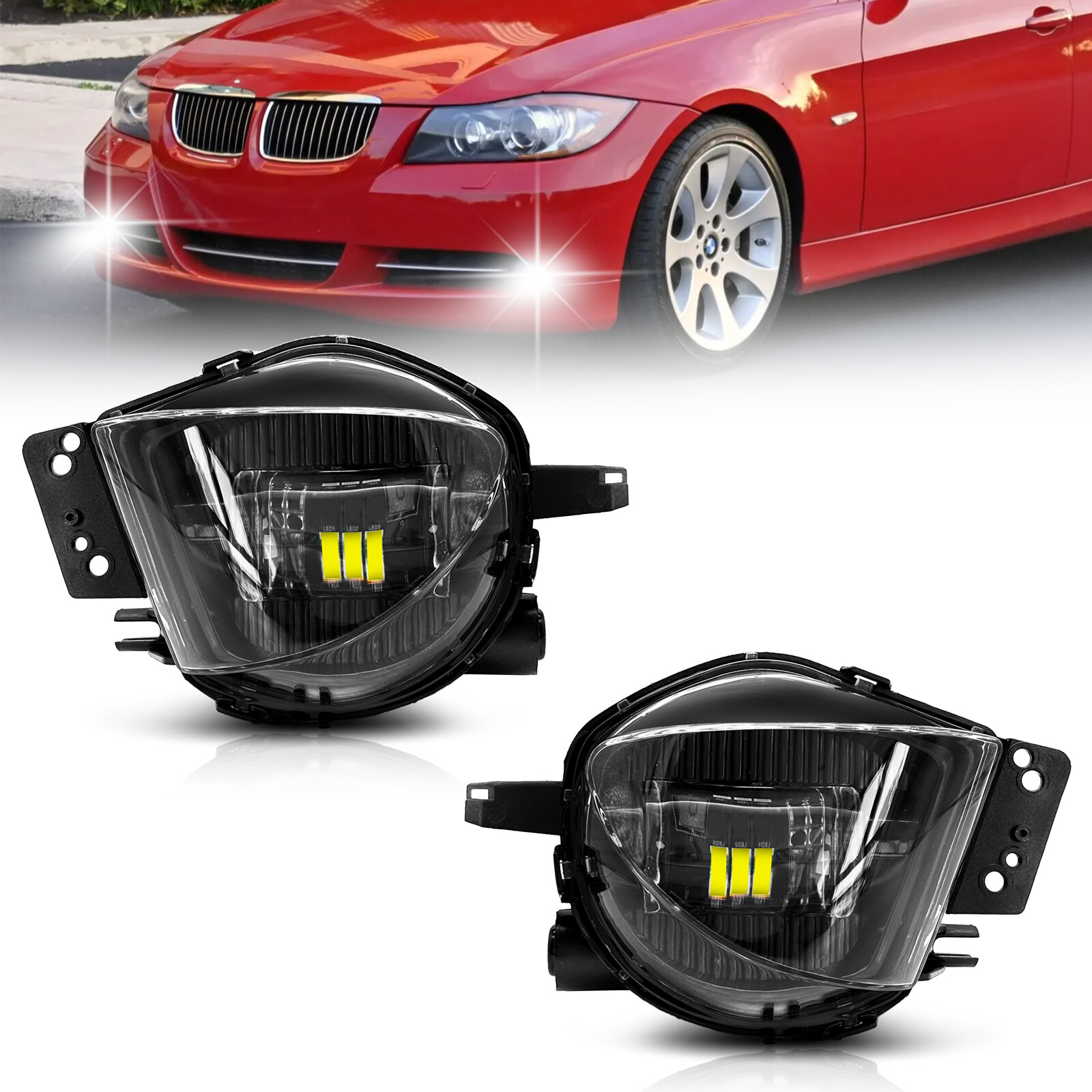 For 2006-2008 BMW E90 323i 325i 328i 330i 335i LED Fog Lights Bumper Lamps