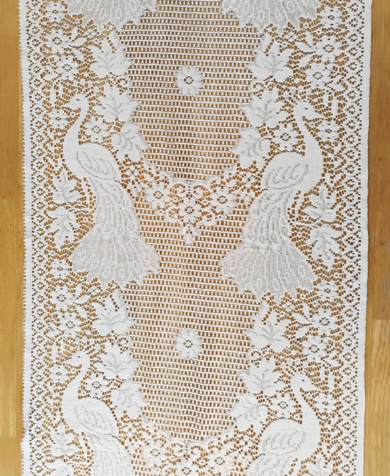 Vintage Quaker Lace Style Fabric Panel Peacocks & Flowers 2 yds 20 Vintage Quaker Lace Style Fabric Panel Peacocks & Flowers 2 yds 20