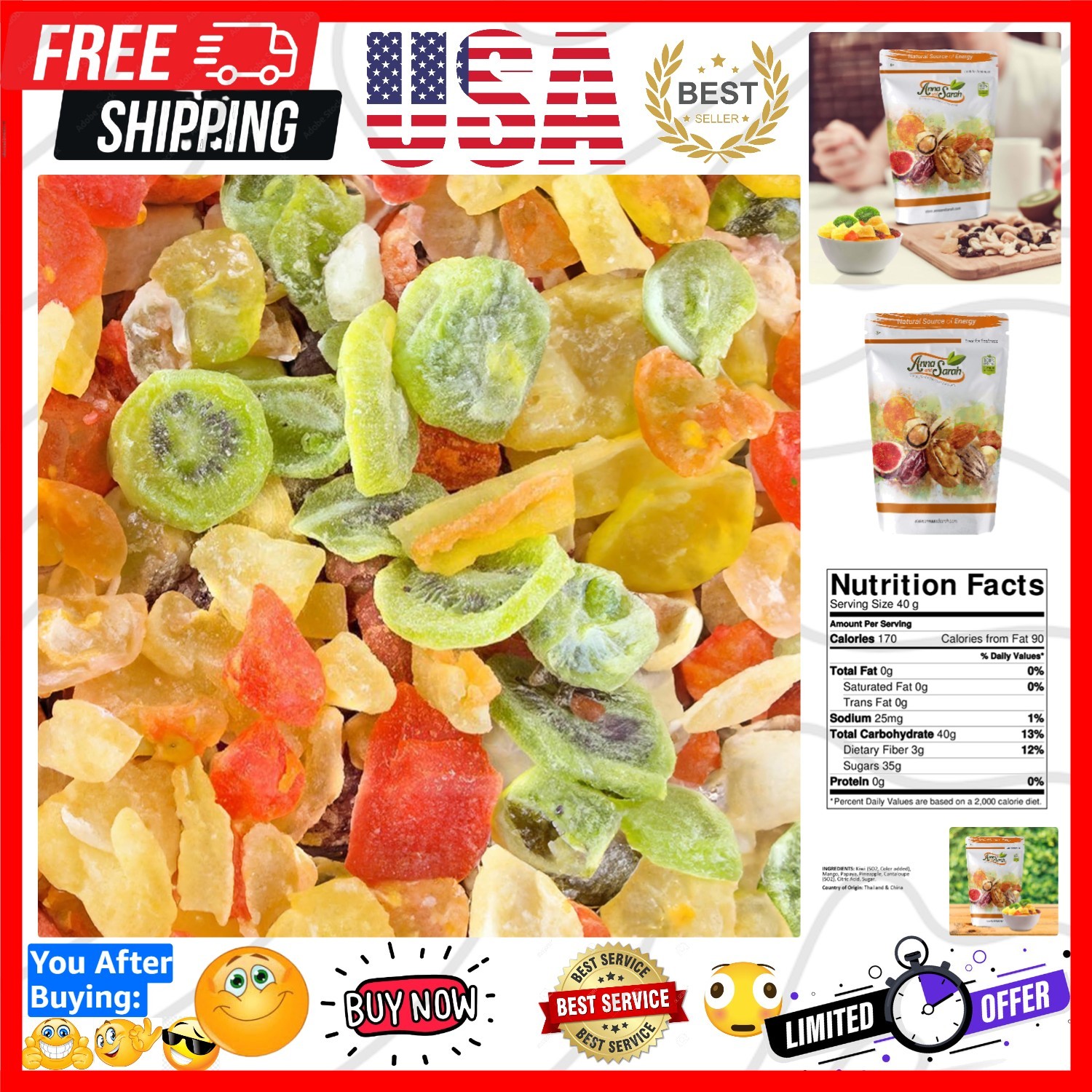 Tropical Dried Fruit Mix 2 Lbs Tropical Dried Fruit Mix 2 Lbs