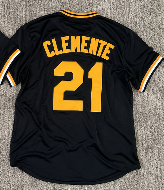 Clemente #21 Pittsburgh Pirates Black Baseball Jersey Men S-2XL NWT