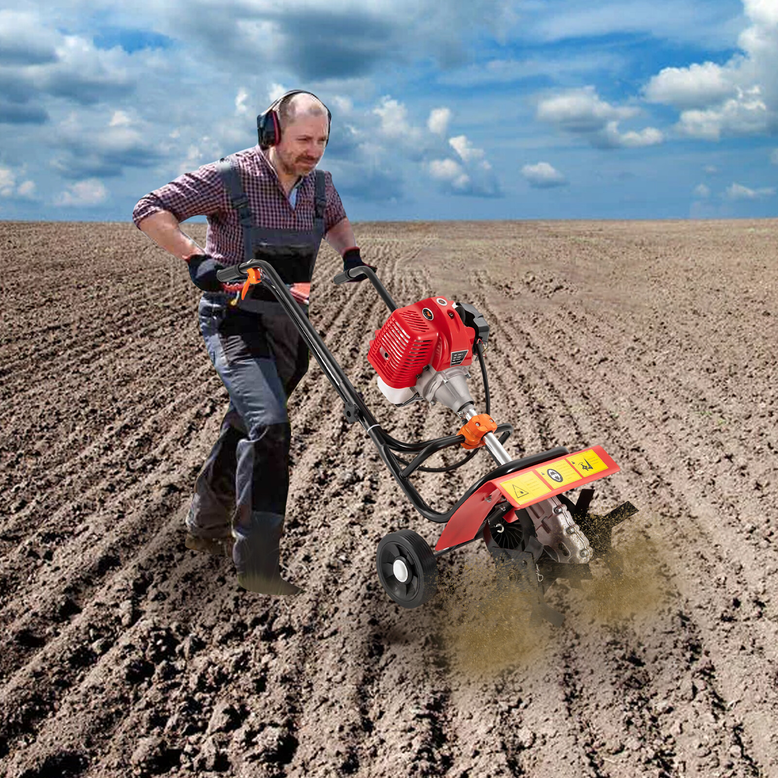 52cc Gas Power Garden Farmyard Tiller Cultivator Tilling Rototiller 2-Stroke USA