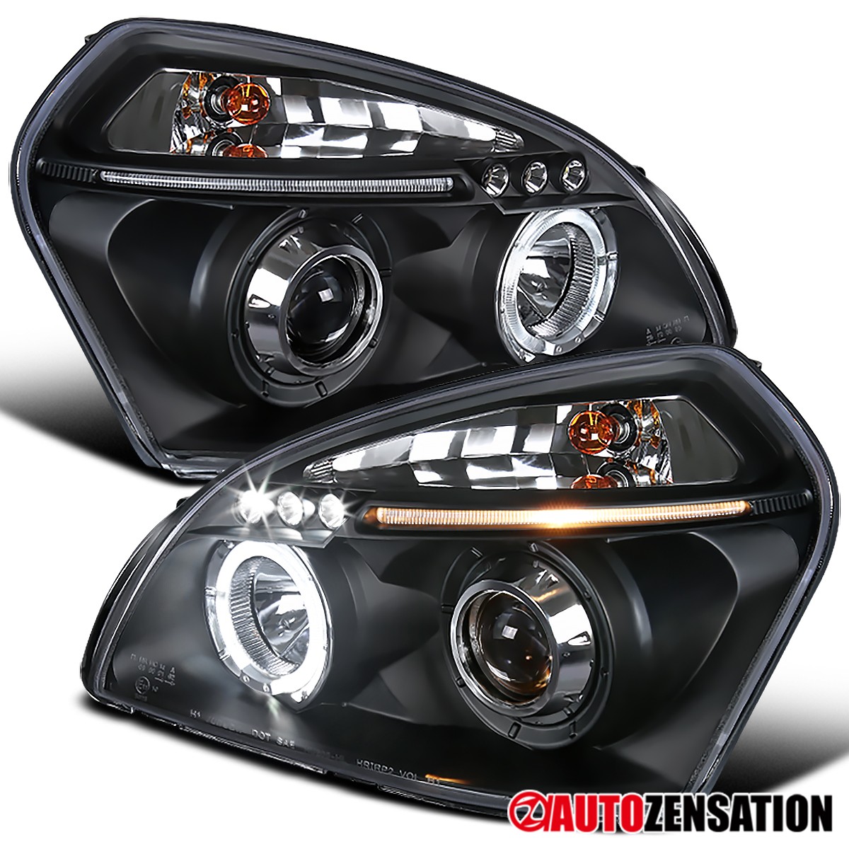 Fit 2005-2009 Hyundai Tucson Black LED Halo Projector Headlights Lamp Left+Right Fit 2005-2009 Hyundai Tucson Black LED Halo Projector Headlights Lamp Left+Right