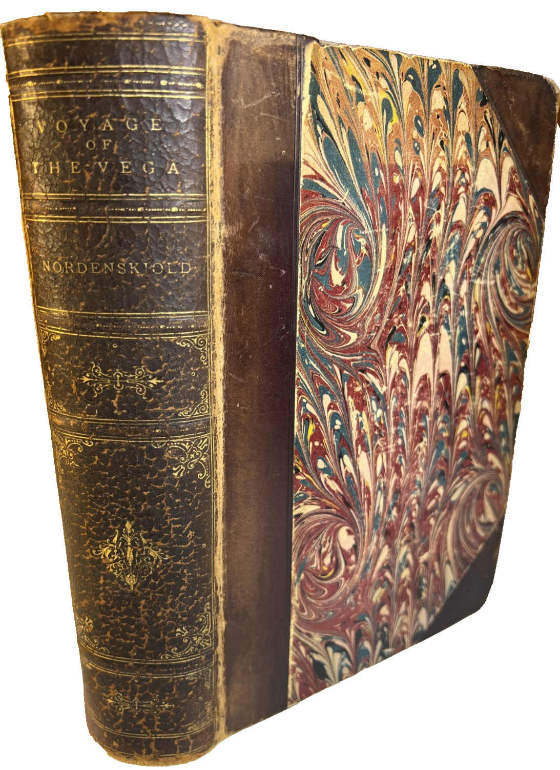 Antique  1882 Voyage of the Vega Nordenskiold 1st American Ed Leather w MAPS