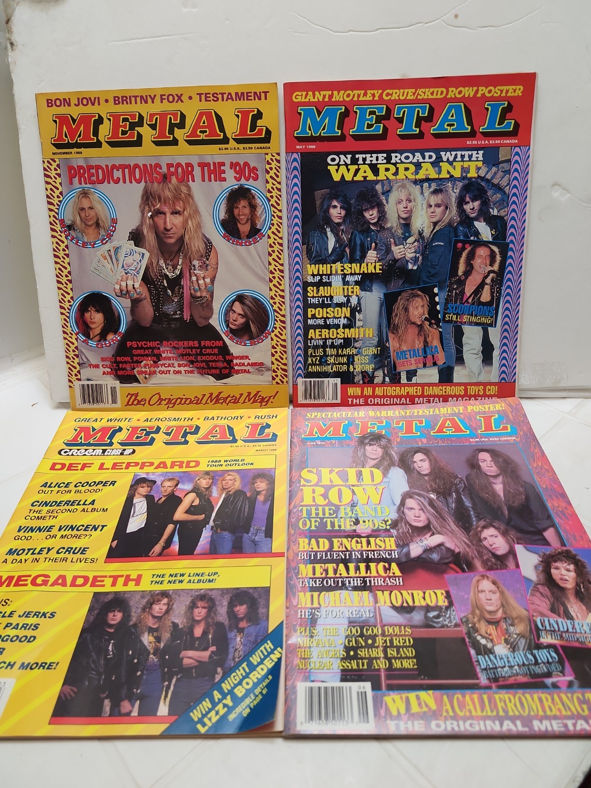 LOT-(4)VTG 1988-90 Creem METAL MAGAZINE Hairbands   [77]