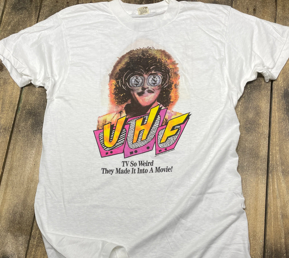 vtg 80s 1989 UHF Weird Al movie t shirt white cotton Shirt for men women PA11646 vtg 80s 1989 UHF Weird Al movie t shirt white cotton Shirt for men women PA11646