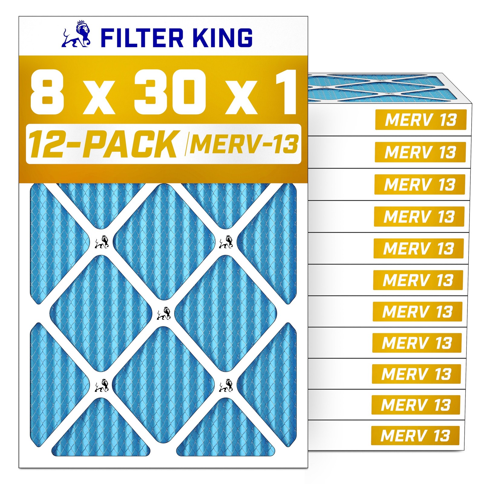 Filter King 8x30x1 Air Filter MERV 13, AC Furnace Filters (12-Pack) Filter King 8x30x1 Air Filter MERV 13, AC Furnace Filters (12-Pack)