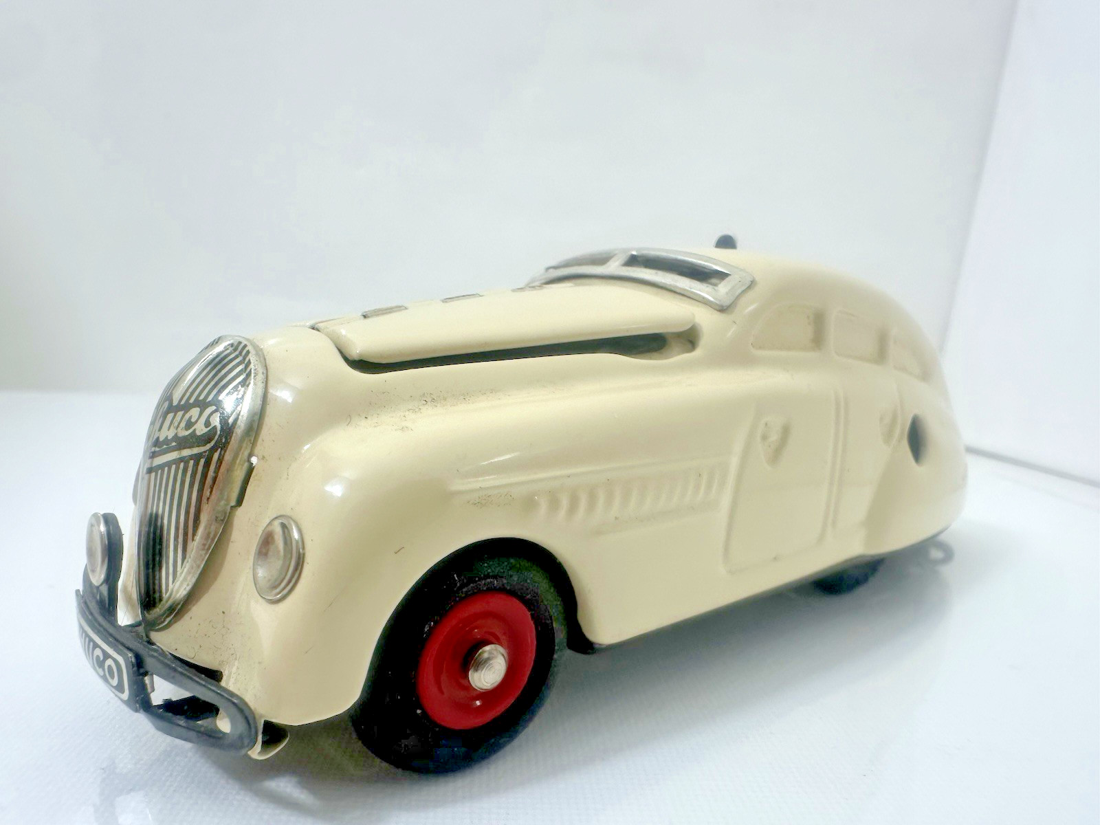 Vintage Schuco Kommando Anno 2000 German Tin Wind Up Clockwork Car Maybach Cream