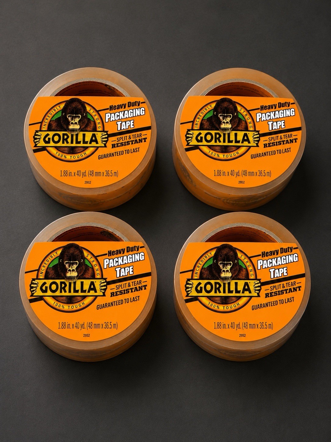 4 Pack of Gorilla Heavy Duty Packaging Tape 1.88” x 40 yd Tear Resistant NEW 4 Pack of Gorilla Heavy Duty Packaging Tape 1.88” x 40 yd Tear Resistant NEW