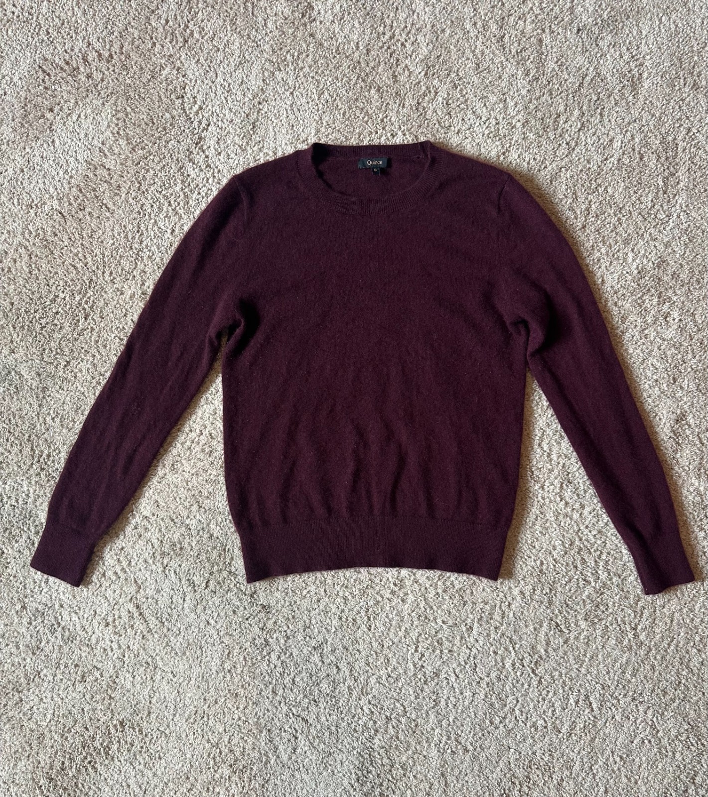 Quince Super Luxe 100% Baby Cashmere Crewneck Sweater Burgundy S Quince Super Luxe 100% Baby Cashmere Crewneck Sweater Burgundy S