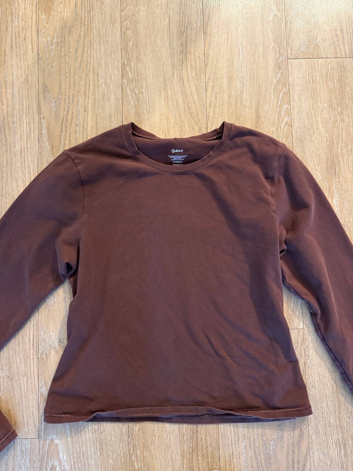 Quince Women\'s Long Sleeve Brown Organic Cotton Blend Shirt Size Large
