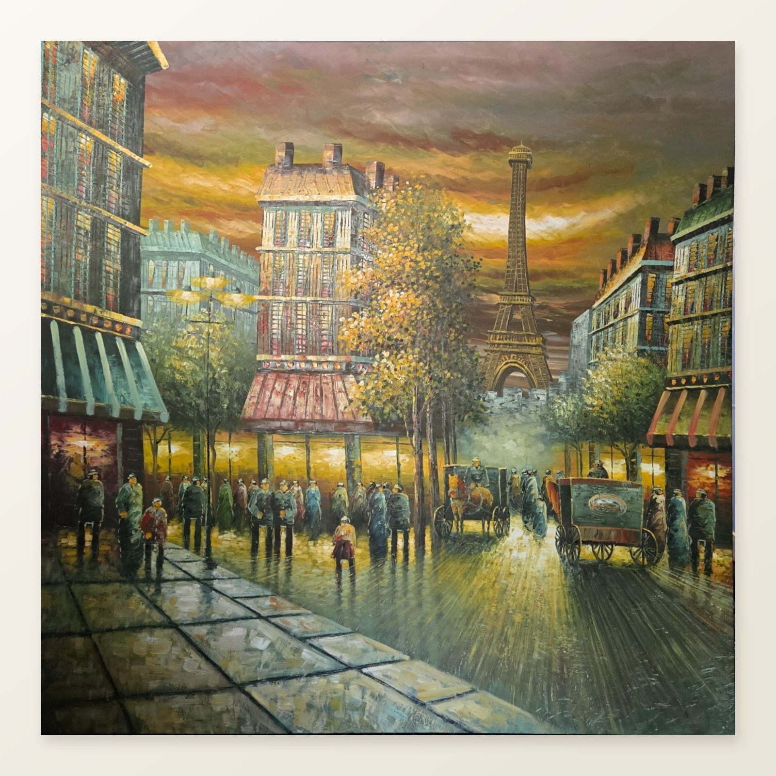 Havertys Large Paris Eiffel Tower Wall Art 48x48 French Street Scene LocalPickup