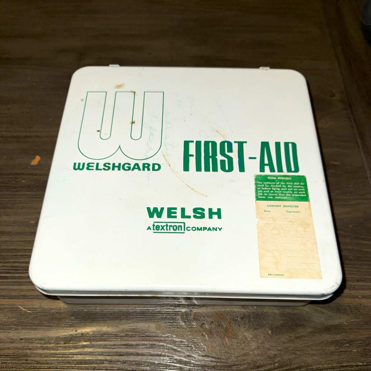 Vintage 1970s Welshgard Welsh Textron Metal First Aid Kit Industrial Medical Vintage 1970s Welshgard Welsh Textron Metal First Aid Kit Industrial Medical