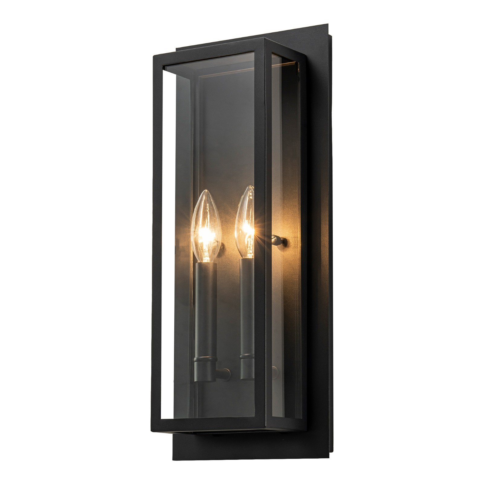 Modern Outdoor Wall Sconce, Black Large Exterior Porch Lights 2-Light Candelabra Modern Outdoor Wall Sconce, Black Large Exterior Porch Lights 2-Light Candelabra
