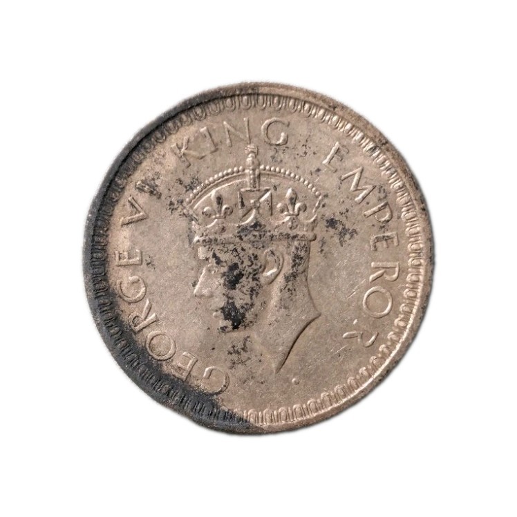 1944-L British India Half Rupee Silver Coin - Lahore Mint George VI KM#552