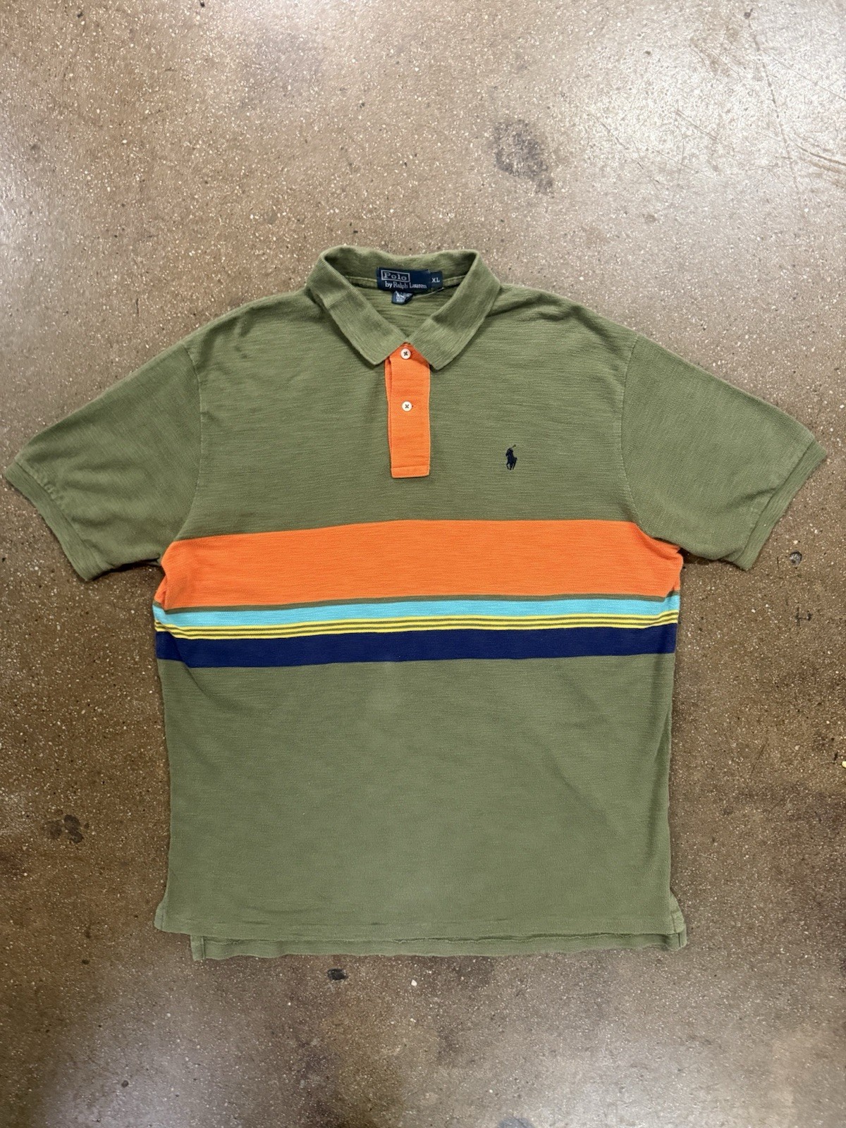 Vintage 90s Polo Ralph Lauren Striped Shirt Mens XL Embroidered Pony Logo Green