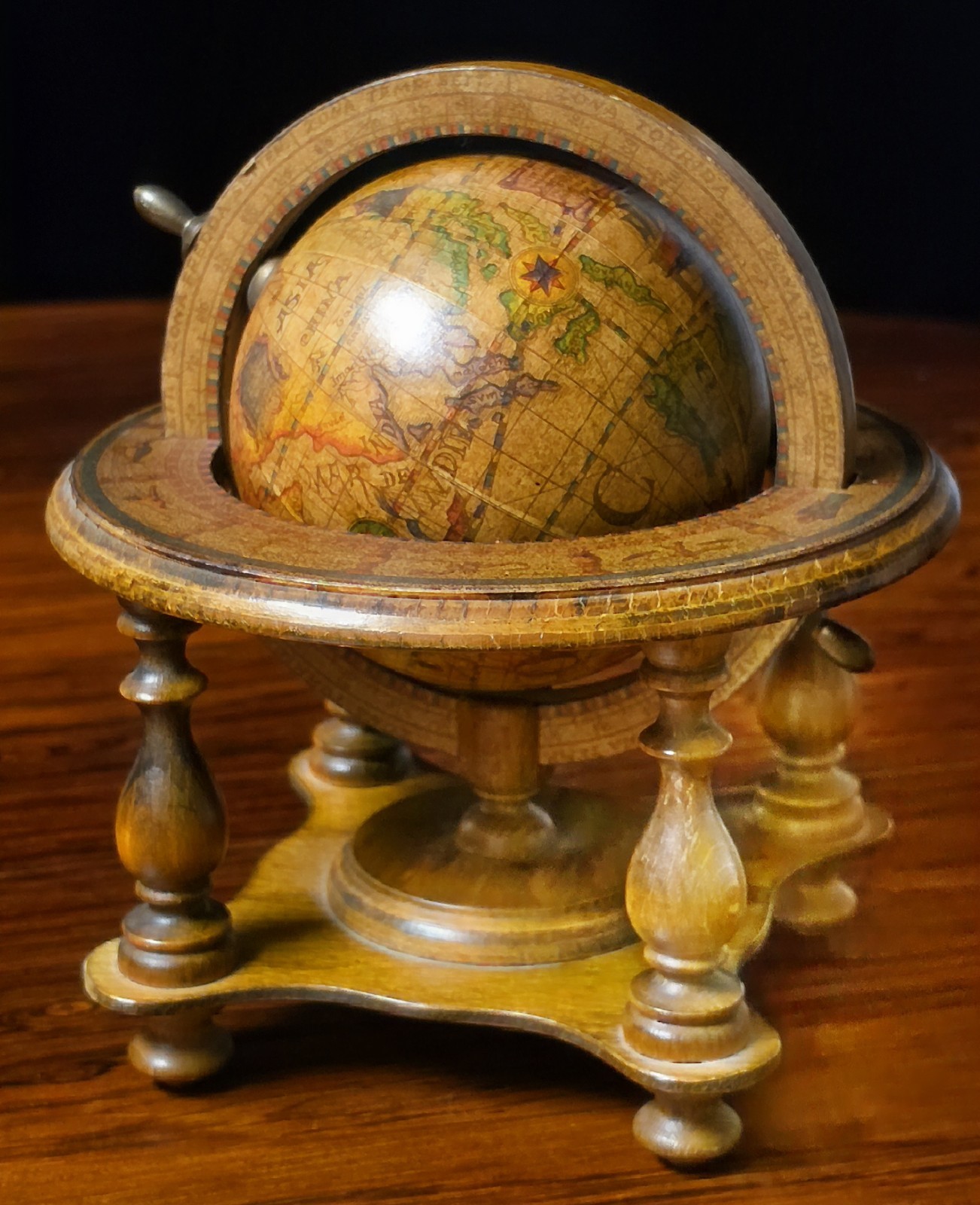 VTG Italian Old World Desk Globe Wooden Stand Zodiac Astrological 7 x 8 Omaha NE