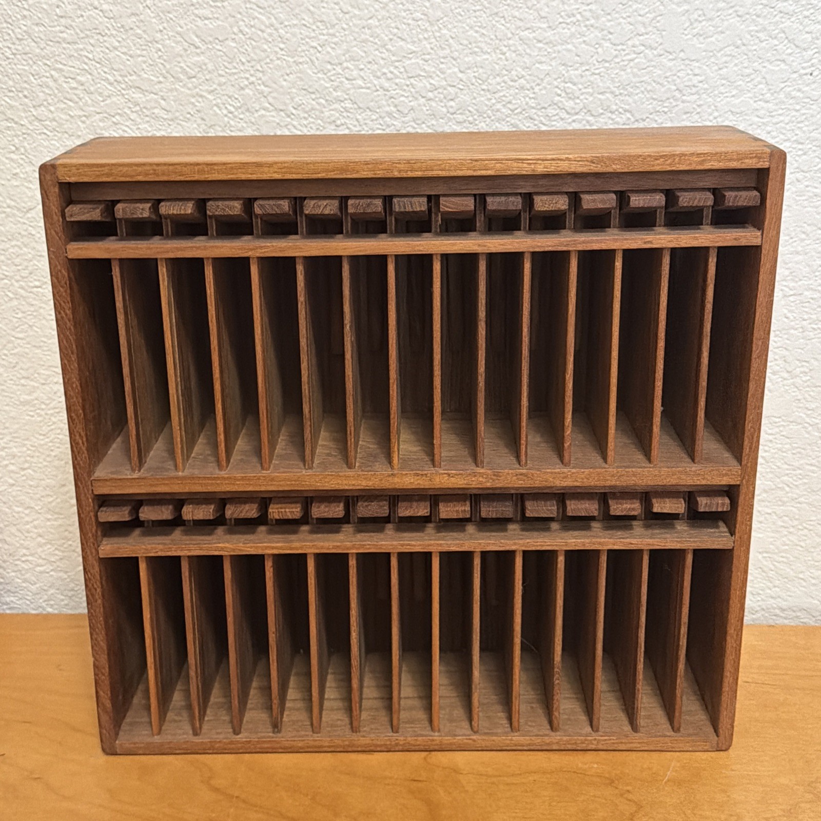 Vintage Kalmar 30 Slot Cassette Holder Teak Wood With Eject Levers MCM NICE Vintage Kalmar 30 Slot Cassette Holder Teak Wood With Eject Levers MCM NICE