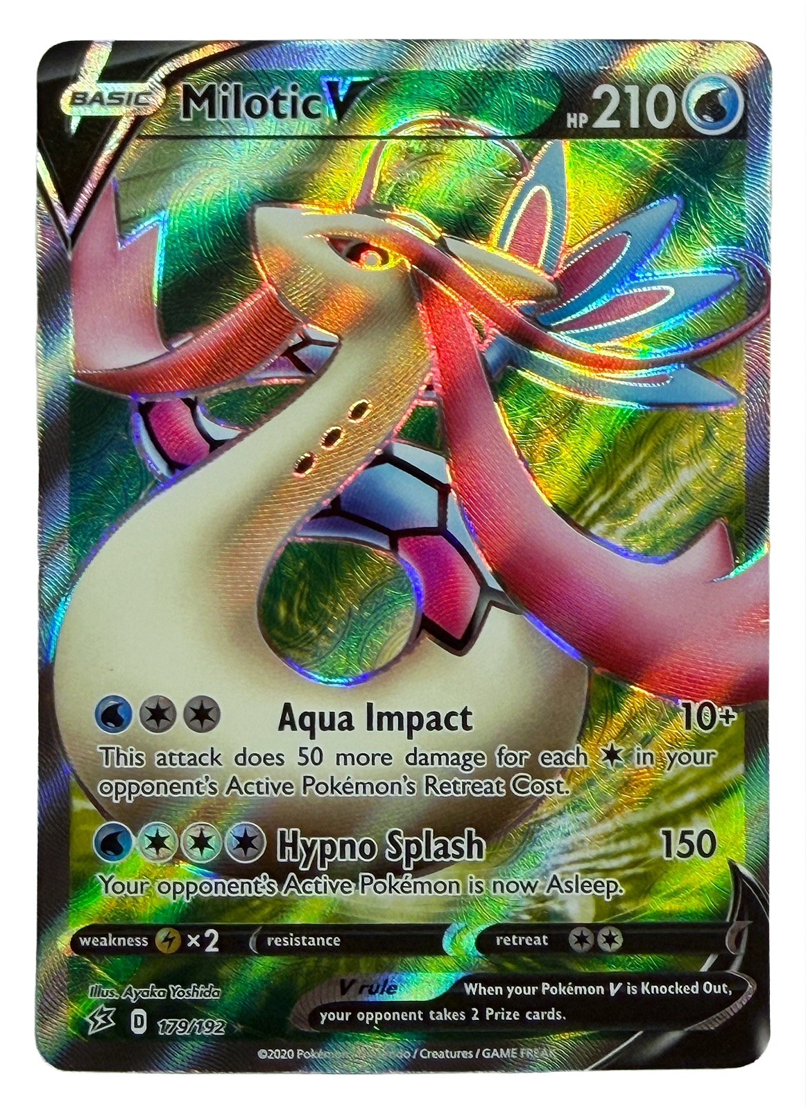 Milotic V (Full Art) - 179/192 - SWSH Rebel Clash Holo Rare Pokémon Card - NM Milotic V (Full Art) - 179/192 - SWSH Rebel Clash Holo Rare Pokémon Card - NM