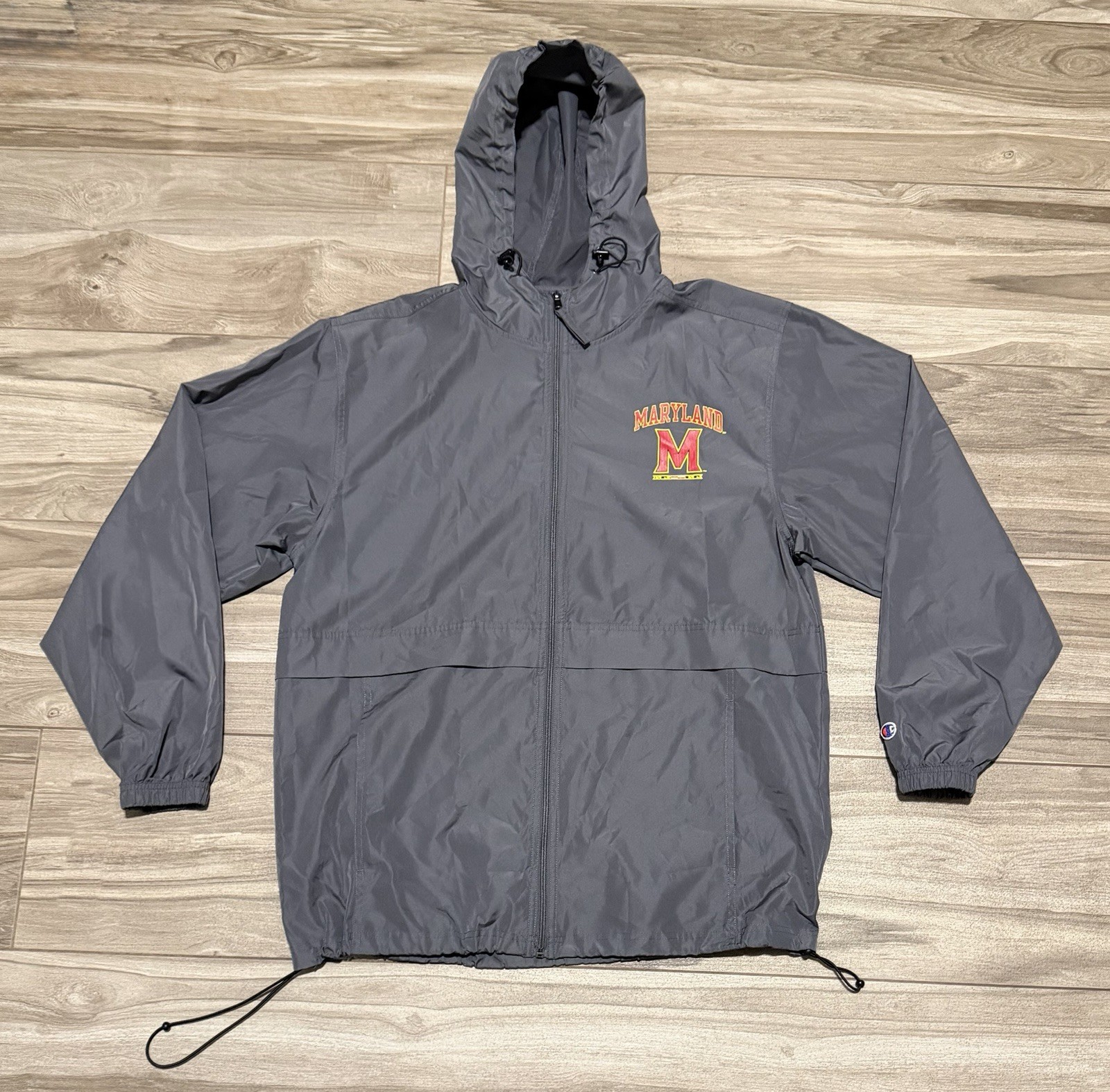 Size L - Maryland Terrapins Champions Winbdreaker Rain Jacket Grey 