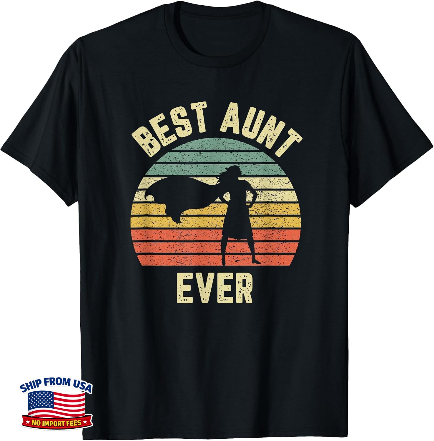Vintage Best Aunt Ever Superhero Fun Holiday Graphic T-Shirt