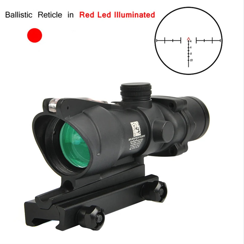 Tactical 4x32 ACOG Rifle True Fiber Optic Scope Red/Green Illuminated Crosshair