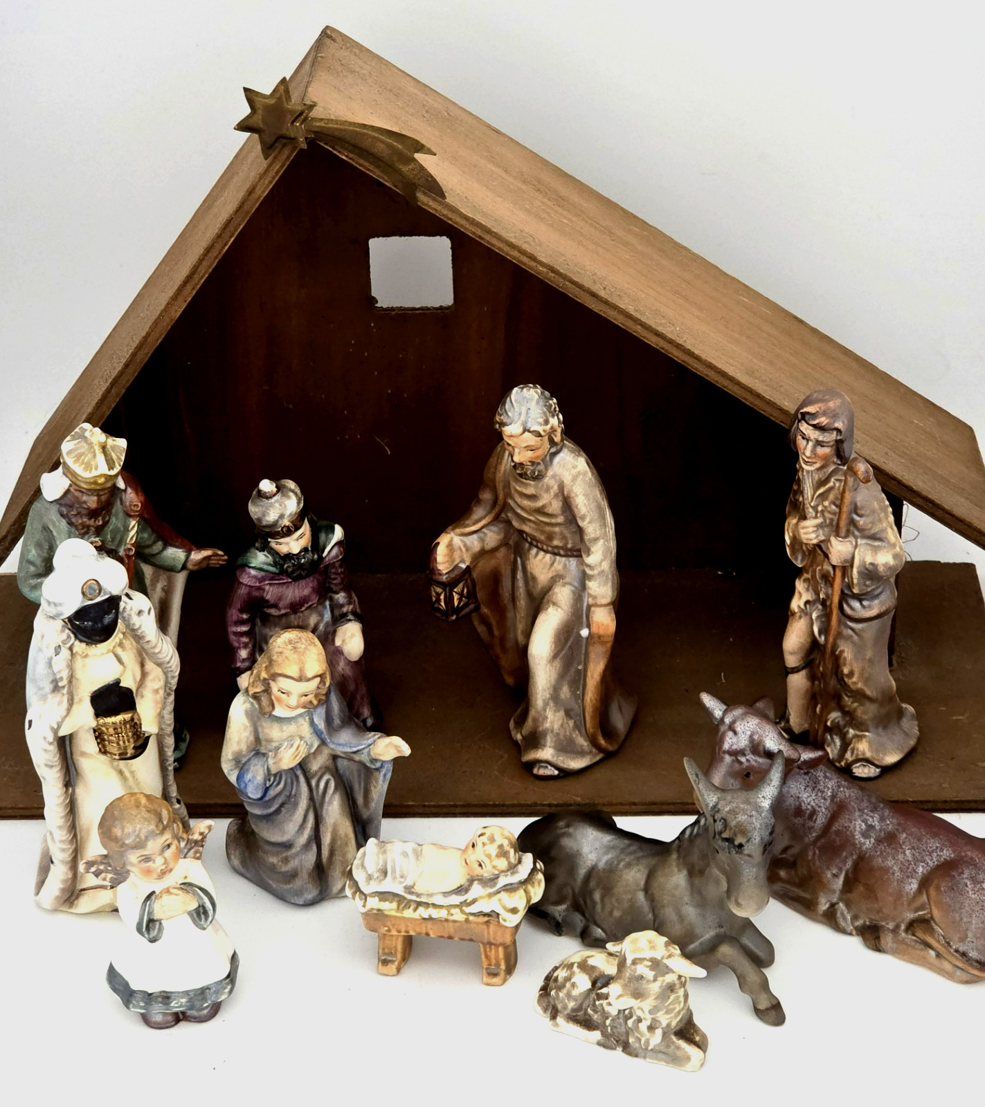 Goebel Nativity Set HX281 Complete 11 Figures Stable Metal Star Vintage 1958–62