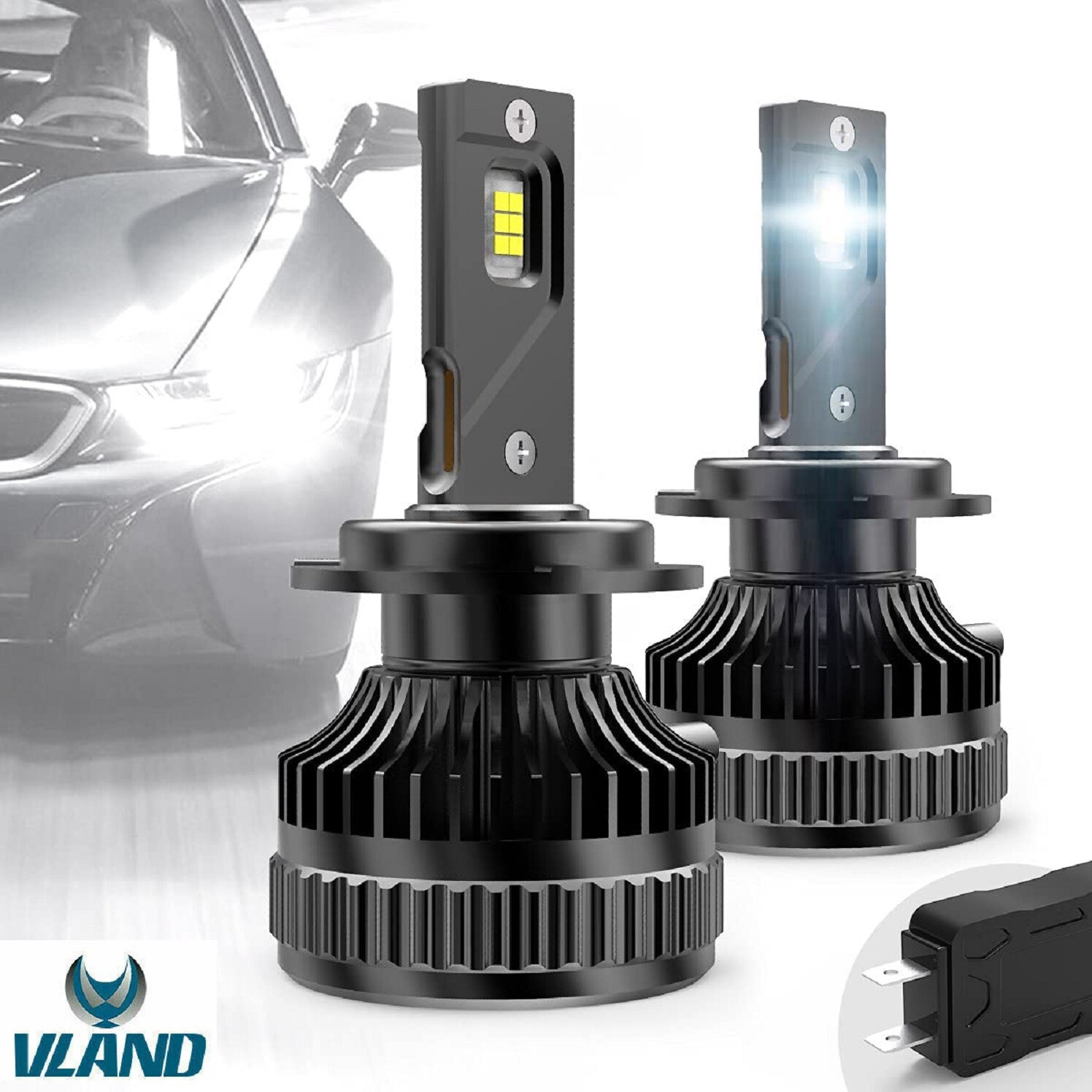 VLAND D2S D2C D2R D2H LED 2*Headlight Bulbs 6000K Hi/Lo Beam White Super Bright