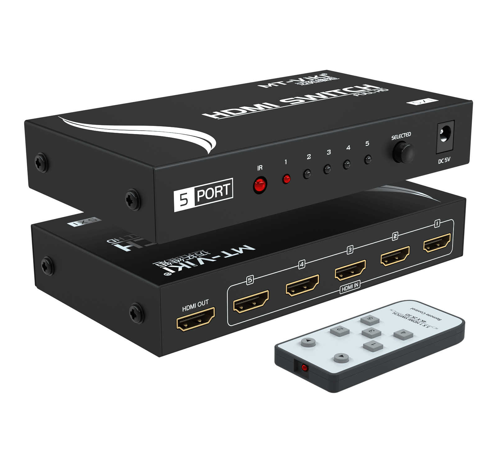 MT-VIKI 5 Port HDMI Switch 4K@30HZ 5x1 Switcher with Wireless IR Remote for 3D