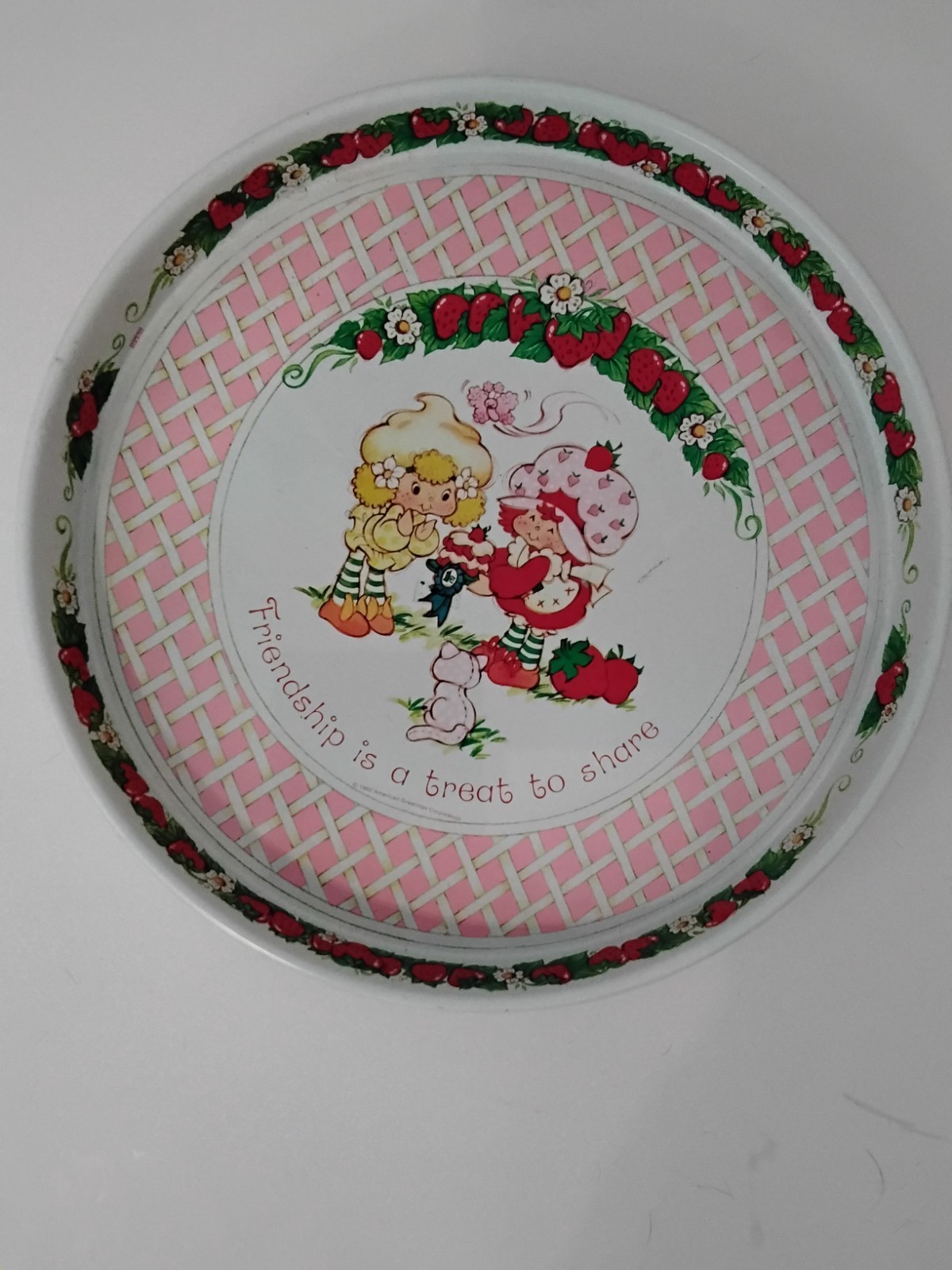 Vintage Strawberry Shortcake Round Metal Tray 14\