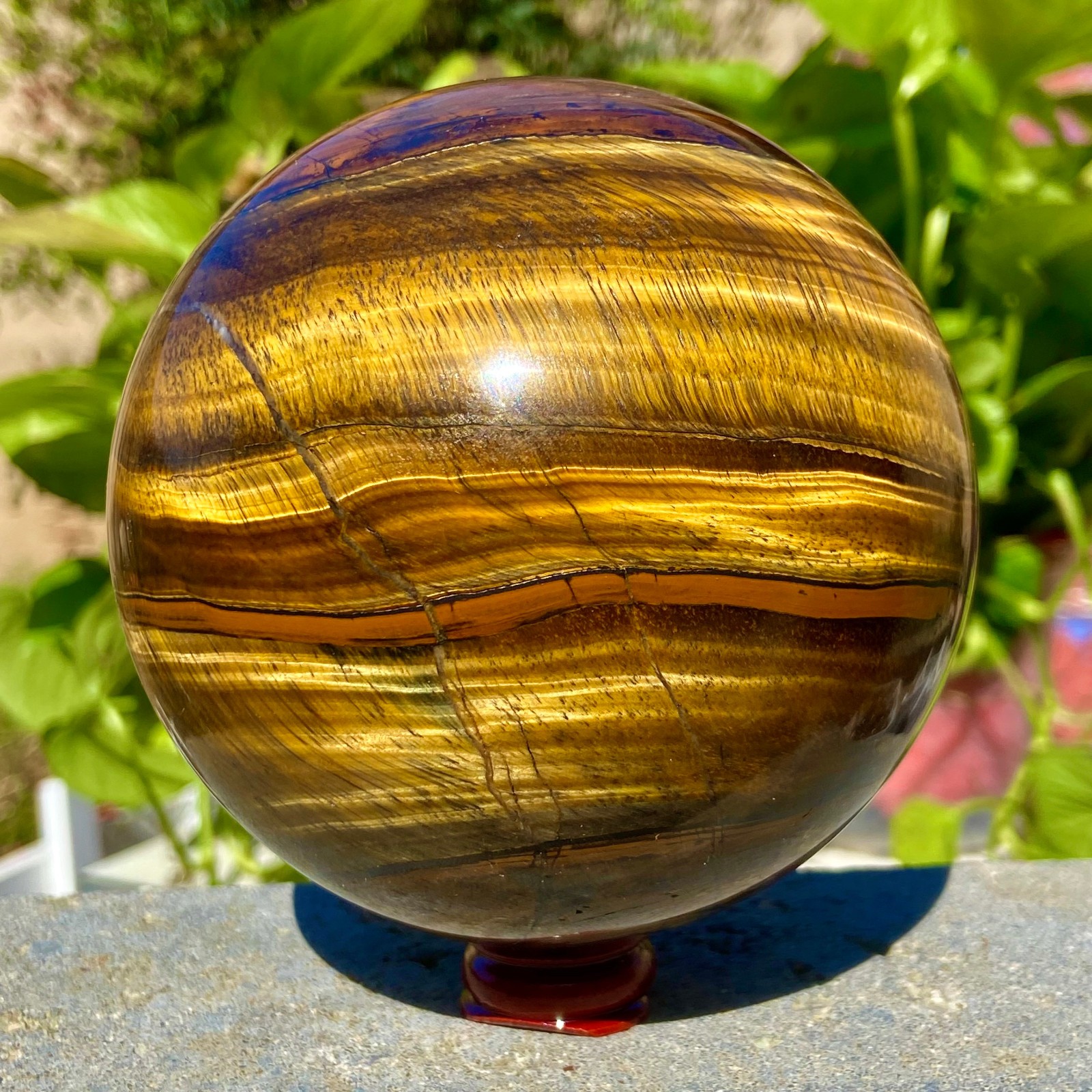 3.82LB Natural Tiger\'s eye stone quartz Sphere crystal ball rock Healing