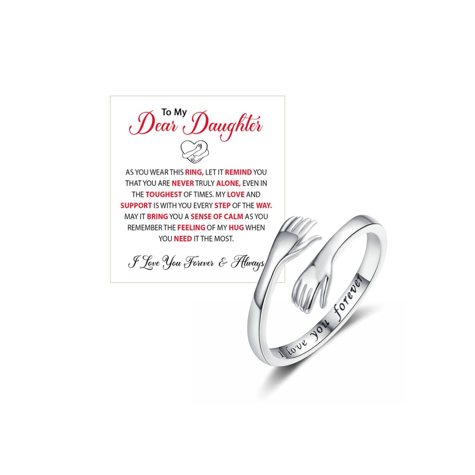 DivaGlamz To My Daughter Hug Hope Rings, I Love You Foreve Motivational Stain...