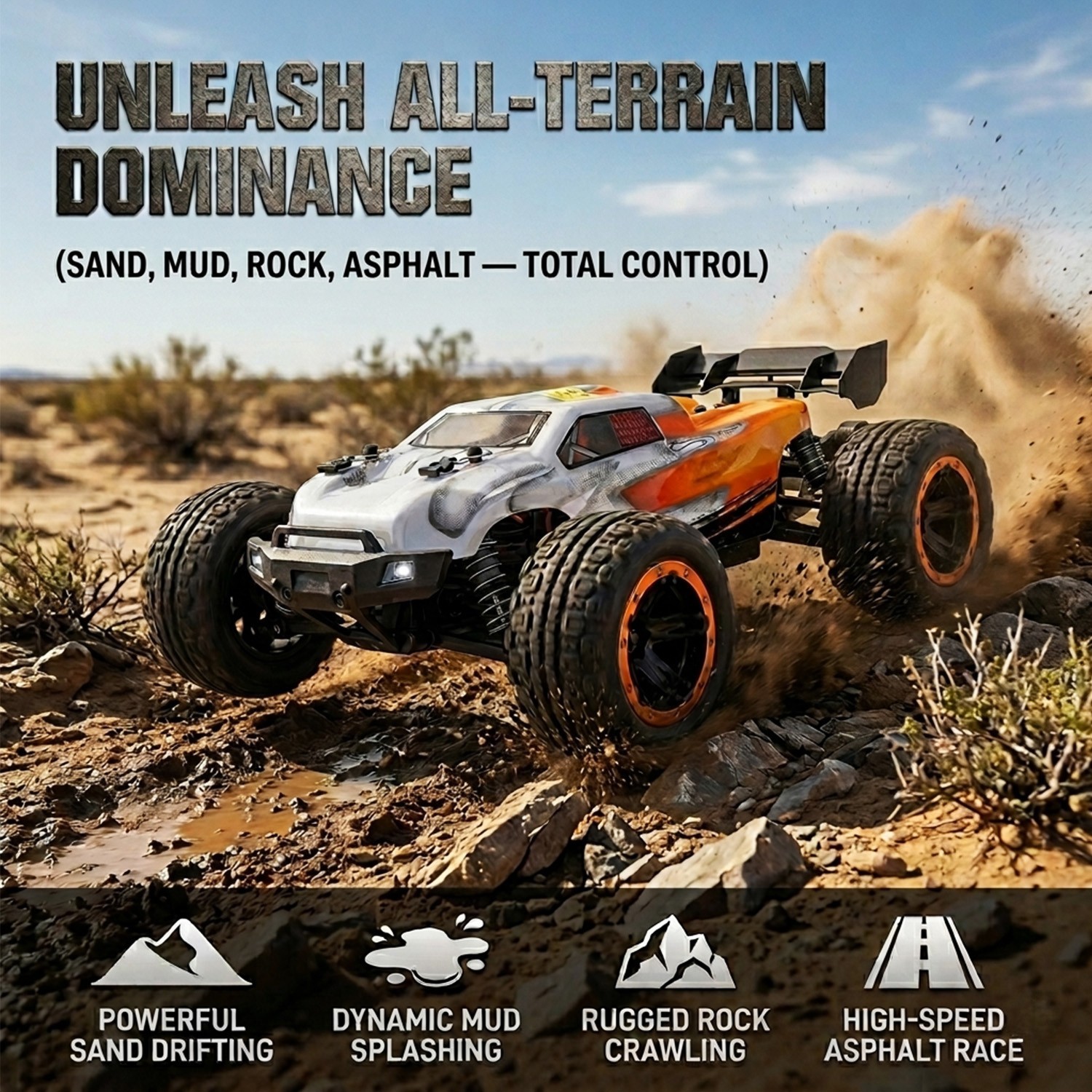 HAIBOXING  1/16  Brushless RC Truck,30+MPH  4WD RC Car with Light, All Terrains