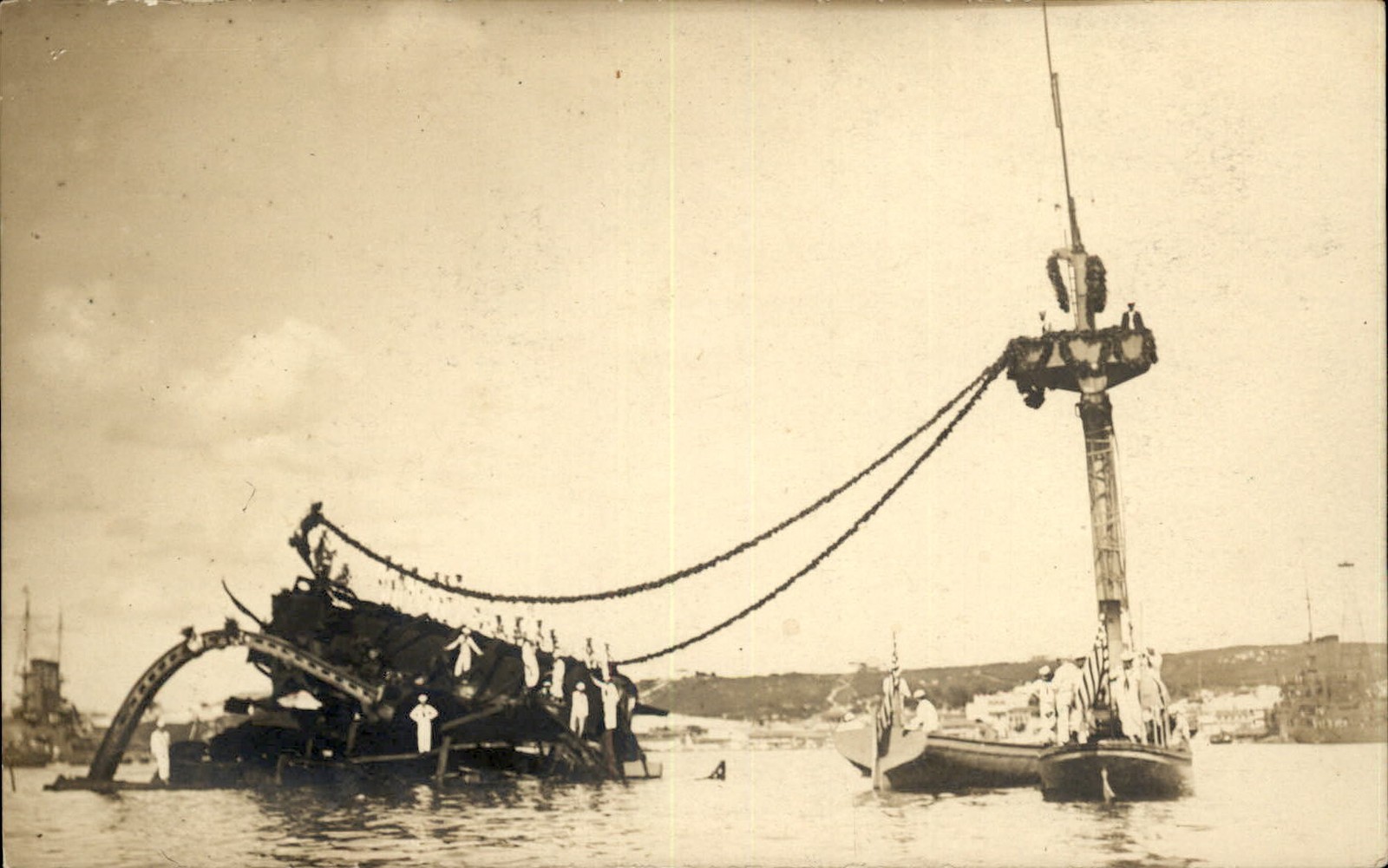 Wreckage of Battleship USS Maine Navy Sailors c1910 Real Photo Postcard bhn Wreckage of Battleship USS Maine Navy Sailors c1910 Real Photo Postcard bhn