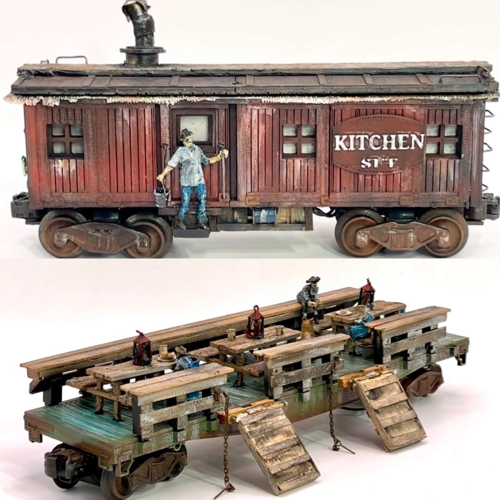 O gauge Hand-crafted, Logging Kitchen & Dinning set, w/ smoke & flicker lighting