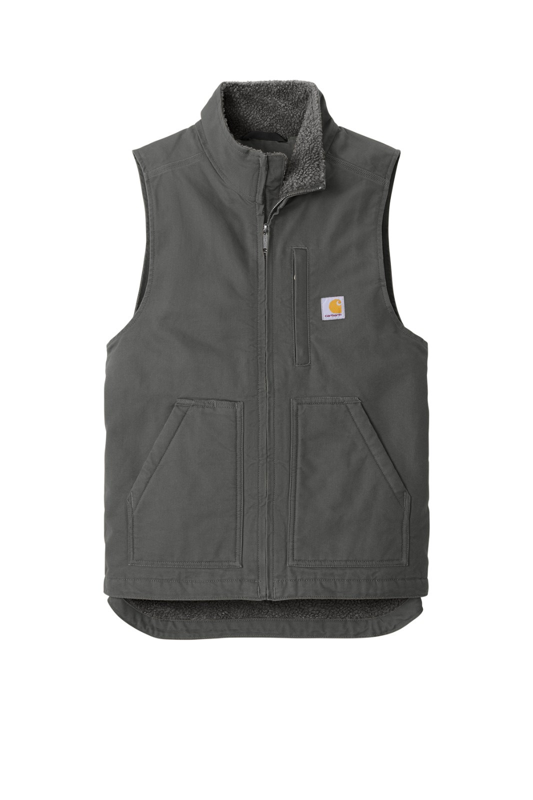 3XL carhartt men\'s duck sherpa-lined mock neck vest, gravel, 3XL carhartt men\'s duck sherpa-lined mock neck vest, gravel,
