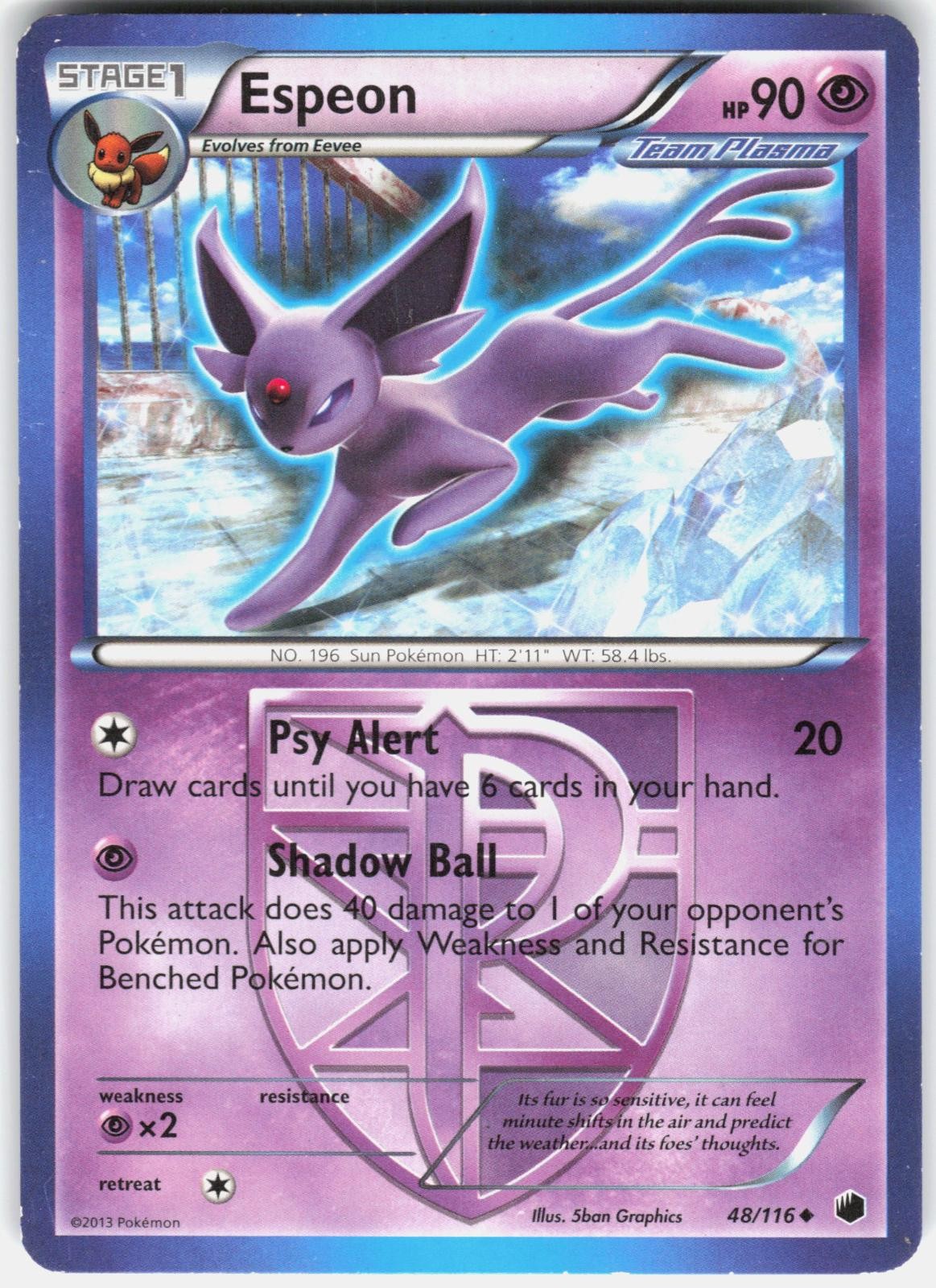 Espeon 48/116 Uncommon Plasma Freeze Pokemon Heavily Played Espeon 48/116 Uncommon Plasma Freeze Pokemon Heavily Played